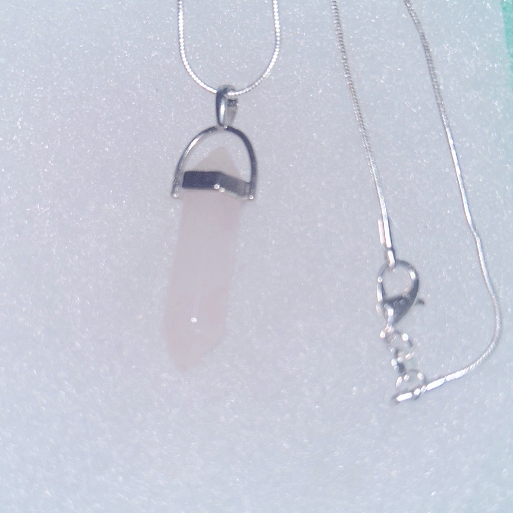 Boho hippie Quartz Crystal Sterling Silver 16” Necklace